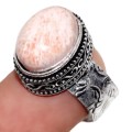 Natural Scolecite Oval Shape Gemstone  .925 Sterling Silver Ring Size US 8 or Q