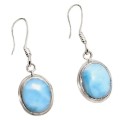 Rare and Highly Sought After Natural Caribbean Larimar Gemstone .925 Sterling Silver Earrings