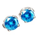 Handmade Blue Topaz Round Gemstone .925 Silver Stud Earrings