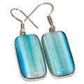 Natural Blue Botswana Lace Agate Gemstone .925 Sterling Silver Earrings