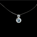 Dainty Natural Sky Blue Topaz Gemstone Solid .925 Silver 14K White Gold Necklace