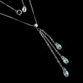Dainty Natural Unheated Apatite Gemstone Solid .925 Silver 14K White Gold Necklace
