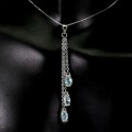 Dainty Natural Unheated Apatite Gemstone Solid .925 Silver 14K White Gold Necklace
