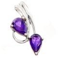 Elegant Natural Purple Amethyst Gemstone Solid .925 Sterling Silver Pendant
