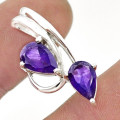 Elegant Natural Purple Amethyst Gemstone Solid .925 Sterling Silver Pendant