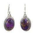 Natural Mohave Copper Purple Turquoise Gemstones Solid .925 Silver Sterling Earrings