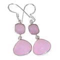 Enchanting Natural Feminine Pink Chalcedony .925 Silver Earrings