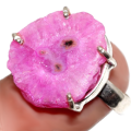 Handmade Pink Solar Quartz Gemstone .925 Silver Ring size 7.5 or P
