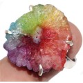 Rainbow Solar Quartz Gemstone .925 Silver Ring size 7 or O