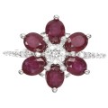 Deluxe Natural Ruby and White Cubic Zirconia Floral set in Solid .925 Sterling Silver Ring Size US 7