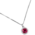 Deluxe Natural Red Pink Ruby and White CZ Gemstone Set in Solid .925 Sterling Silver Necklace