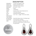 Natural Deep Red Garnet White Cubic Zirconia Gemstone Solid .925 Sterling Silver Earrings