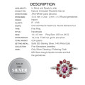 Dainty Natural Rhodolite Garnet Diamond Cut White Cubic Zirconia Solid .925 Silver Ring Size 8 or Q