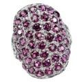 44 Natural Round Rhodolite Garnet Gemstones Solid .925 Silver Ring Size 8 or Q