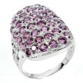 44 Natural Round Rhodolite Garnet Gemstones Solid .925 Silver Ring Size 8 or Q