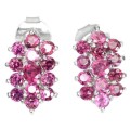 26 Natural Unheated Rhodolite Garnets in Solid .925 Sterling Silver 14K White Gold Stud Earrings