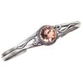 Handmade Round Faceted Morganite Gemstone Set in .925 Silver Adjustable Bangle