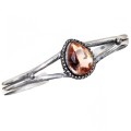 Handmade Pear Shape Faceted Morganite Gemstone Set in .925 Silver Adjustable Bangle