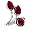 Handmade Deep Red Garnet set in .925 Silver Ring  Size 8 Adjustable
