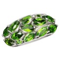 Natural Chrome Diopside Mixed Shape Gemstones Solid .925 Sterling Silver  14K White Gold Sz 8.5 or Q