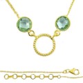 Dainty Natural Round Green Amethyst Gemstones Solid .925 Silver Pendant 14K Yellow Gold Necklace