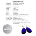 Faceted Sapphire Quartz Gemstone Pears 925 Sterling Silver Earrings