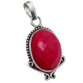 Handmade Antique Style Indian Ruby Gemstone .925 Sterling Silver Pendant