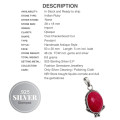 Handmade Antique Style Indian Ruby Gemstone .925 Sterling Silver Pendant
