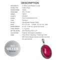 Handmade Antique Style Indian Ruby Oval Gemstone .925 Sterling Silver Pendant