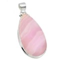 Natural Pink Lace Botswana Agate Gemstone Set In Solid .925 Sterling Silver Pendant
