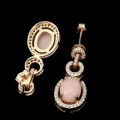 Natural Peruvian Pink Opal Solid .925 Sterling Silver, 14k Rose Gold Earrings