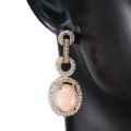 Natural Peruvian Pink Opal Solid .925 Sterling Silver, 14k Rose Gold Earrings