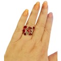Handmade Mixed Shapes Garnet Gemstone  .925 Silver Stacking Ring Size US 10 / T 1/2