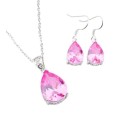 Elegant Handmade Pink Topaz Pear Shape Gemstone Silver Necklace and Earrings Set