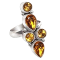 Handmade Mixed Shapes Golden Citrine Gemstone .925  Silver Ring Size 6.5 or N