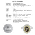 Deluxe Natural Smoky Quartz, Citrine, White Cz Solid .925 Sterling Silver 14K White Gold Ring 7.5