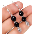 Gorgeous Handmade  Natural Black Onyx, Gemstone  Silver Earrings