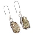 Natural Peruvian Pyrite Rough Gemstone Solid .925 Sterling Silver Earrings