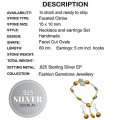 Elegant Faceted Citrine Gemstone .925 Silver Necklace And Earrings Set