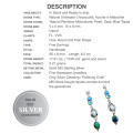 Natural Chrysocolla, Malachite, Moonstone, Azurite Gemstone Solid. 925 Silver Earrings