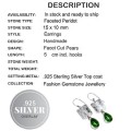 Handmade Trendy Peridot Pear Gemstone  .925 Silver Drop Dangle Earrings