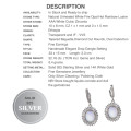 Deluxe Natural Unheated Full Rainbow Fire Opal Gemstone  925 Sterling Silver 14K White Gold Earrings