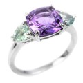 Authentic Earth Mined Purple Amethyst, Peridot, Sky Blue Topaz  .925 Sterling Silver Ring Size 8 / Q