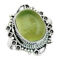 Natural Scottish Moss Prehnite Gemstone  Solid .925 Silver Ring Size US 8 or Q
