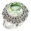 Natural Green Amethyst Gemstone Solid .925 Sterling Silver Ring Size 6 or M