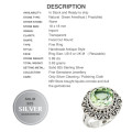 Natural Green Amethyst Gemstone Solid .925 Sterling Silver Ring Size 6 or M
