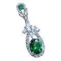 9.31 Cts  Natural Chrome Diopside and White Topaz In Solid .925 Sterling Silver Pendant