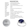 2.79 / 2 x 0.11 cts Blue Sapphire, White Diamond, 9 Kt White Gold  Ring Sz 8 or Q
