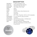 Deluxe Natural Blue Sapphire, White Cubic Zirconia Solid 925 Silver Ring Sz 6.5 OR N