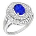 On Special-Natural Blue Sapphire, White Topaz Zirconia Solid 925 Silver Ring Size 8 or Q